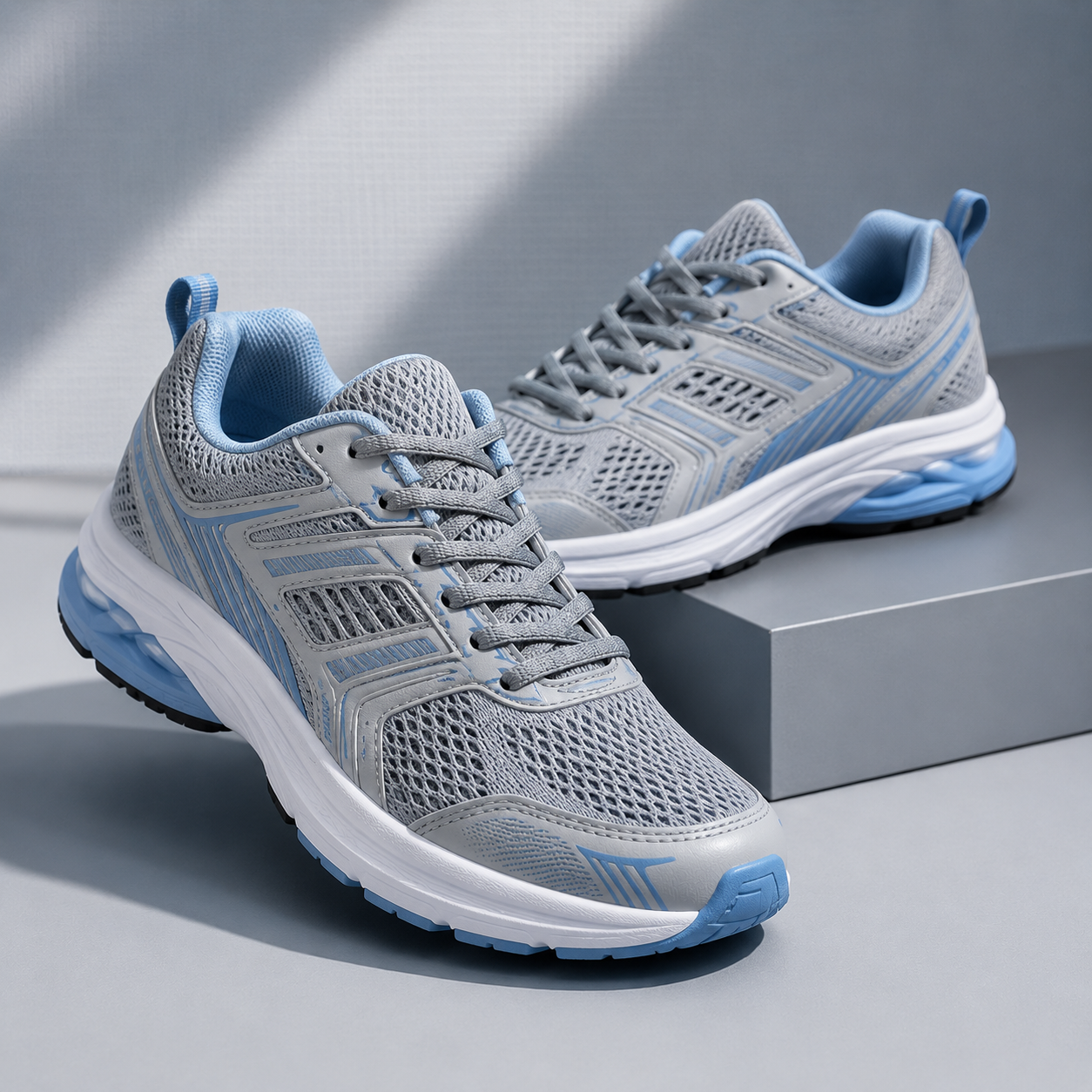 รองเท้าผ้าใบ Running Sneakers สีเทาฟ้า
